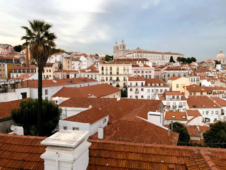 the roofs are tiled in several different colors