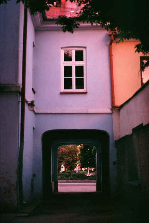 looking up at the sky through an open doorway