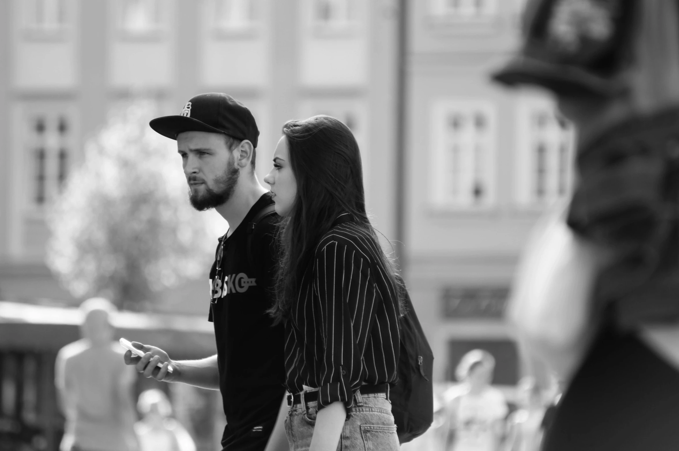 black and white po of a man with a beard