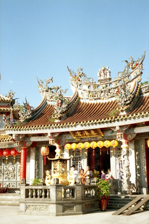 a large pagoda with asian ornaments on it