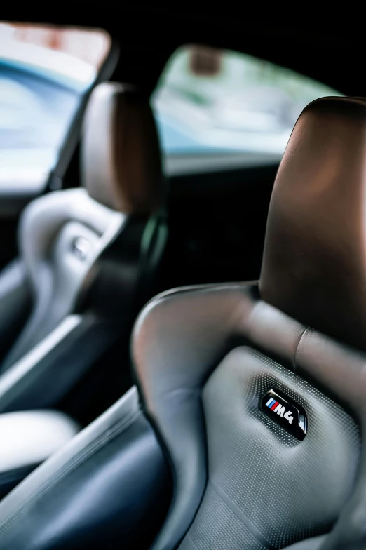 the seat on a sports car is shown