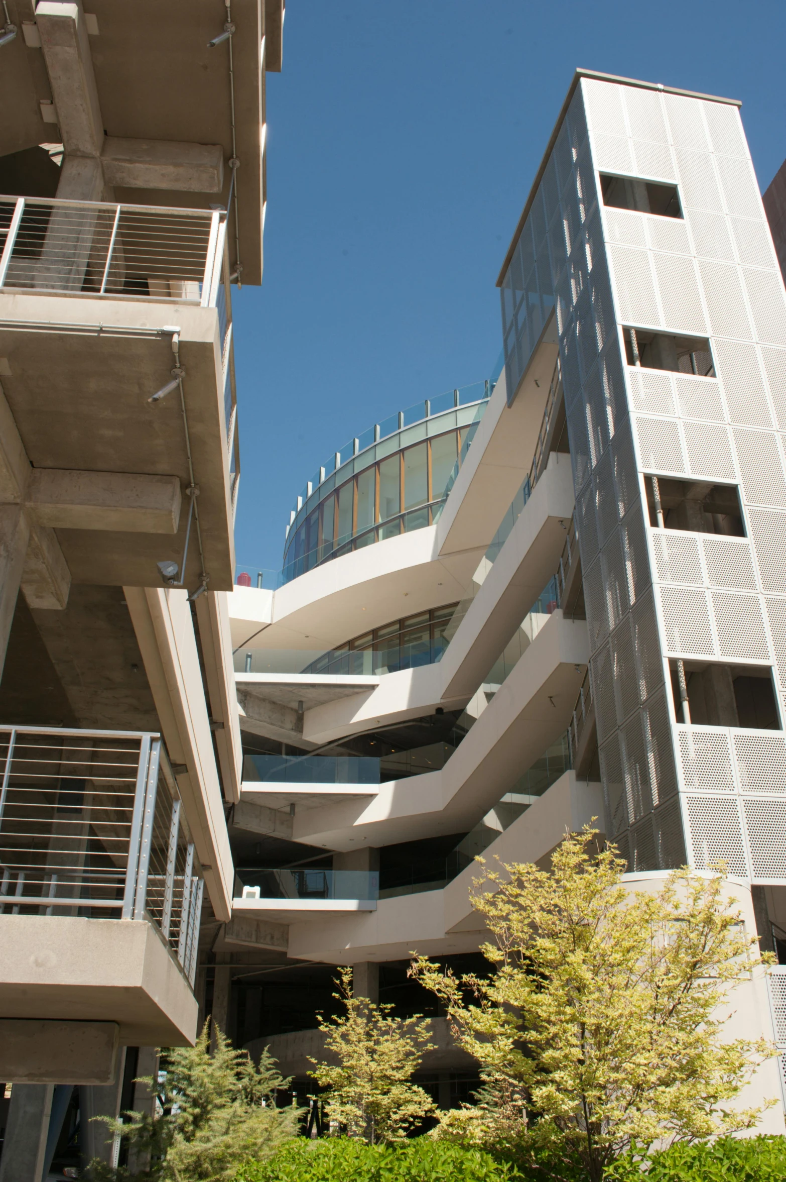 two buildings in the same area with balconies