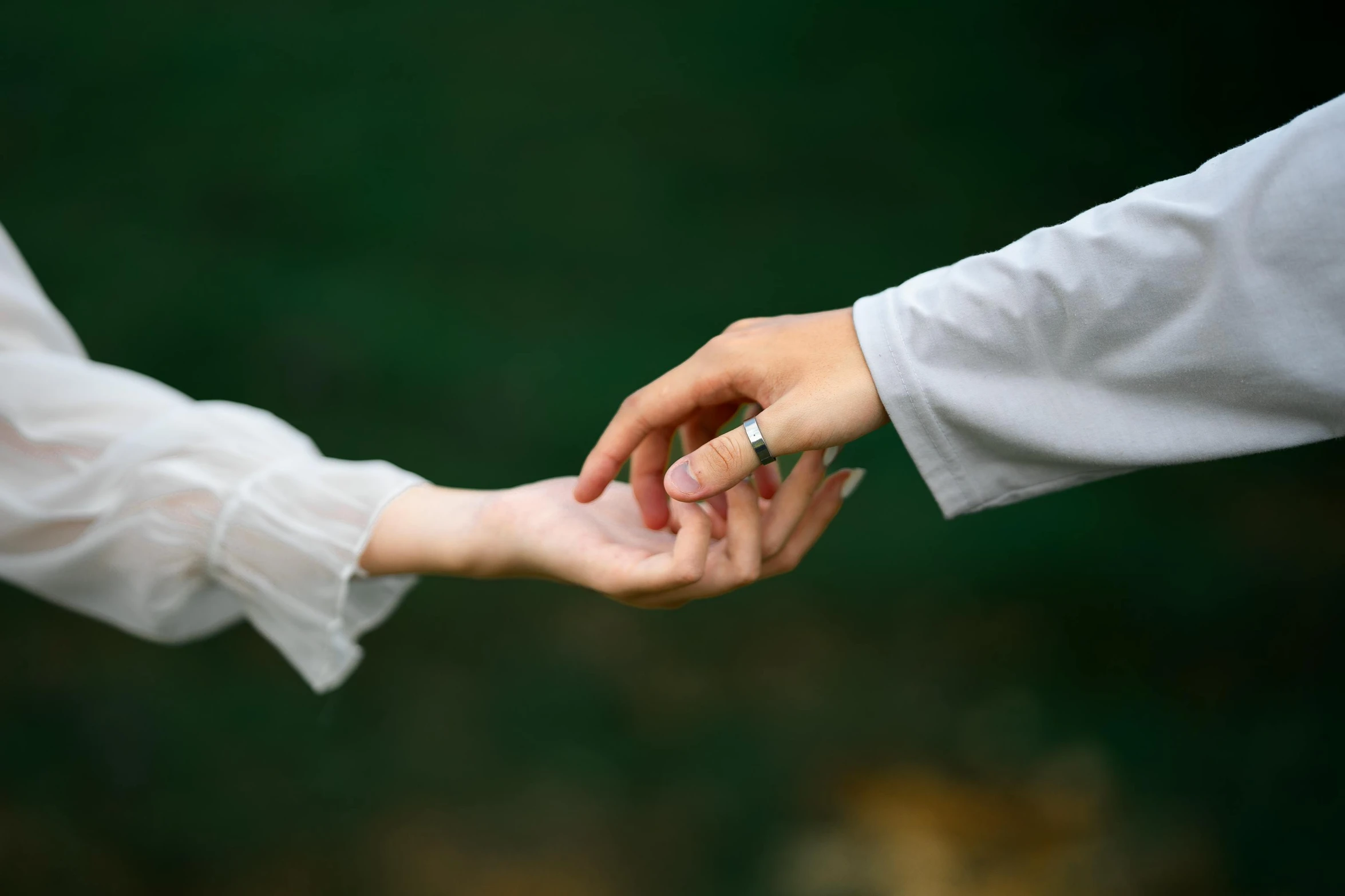 an engagement ring is held by another person