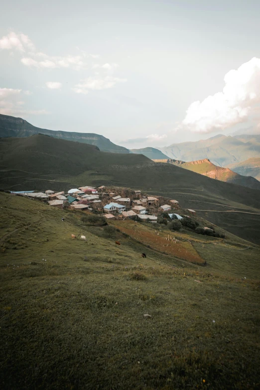 houses in the hills with an overcast sky