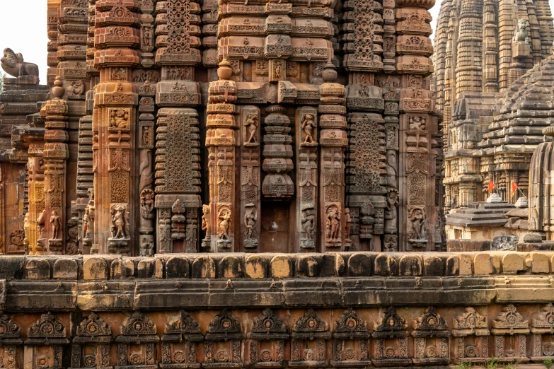 a large temple with several carved stone structures