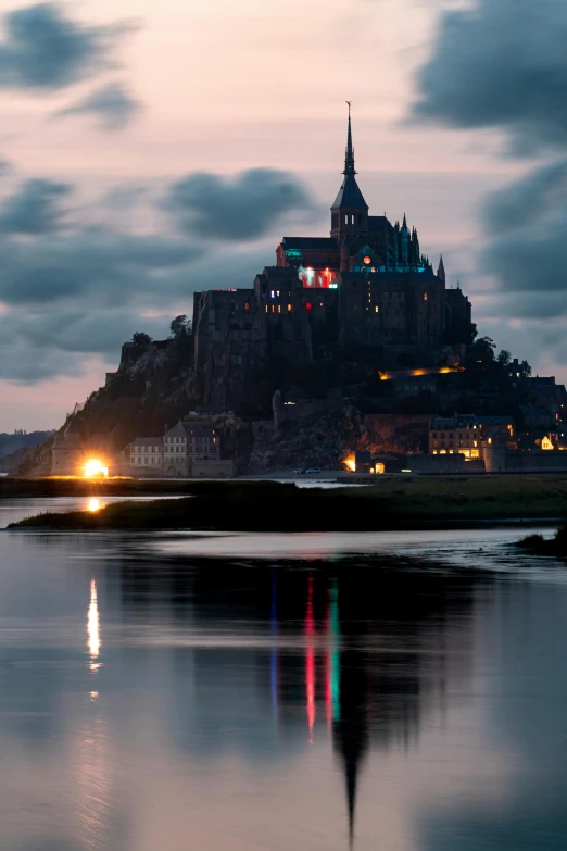 a long time exposure of a lit up castle