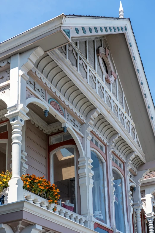 a close up of the top part of a house