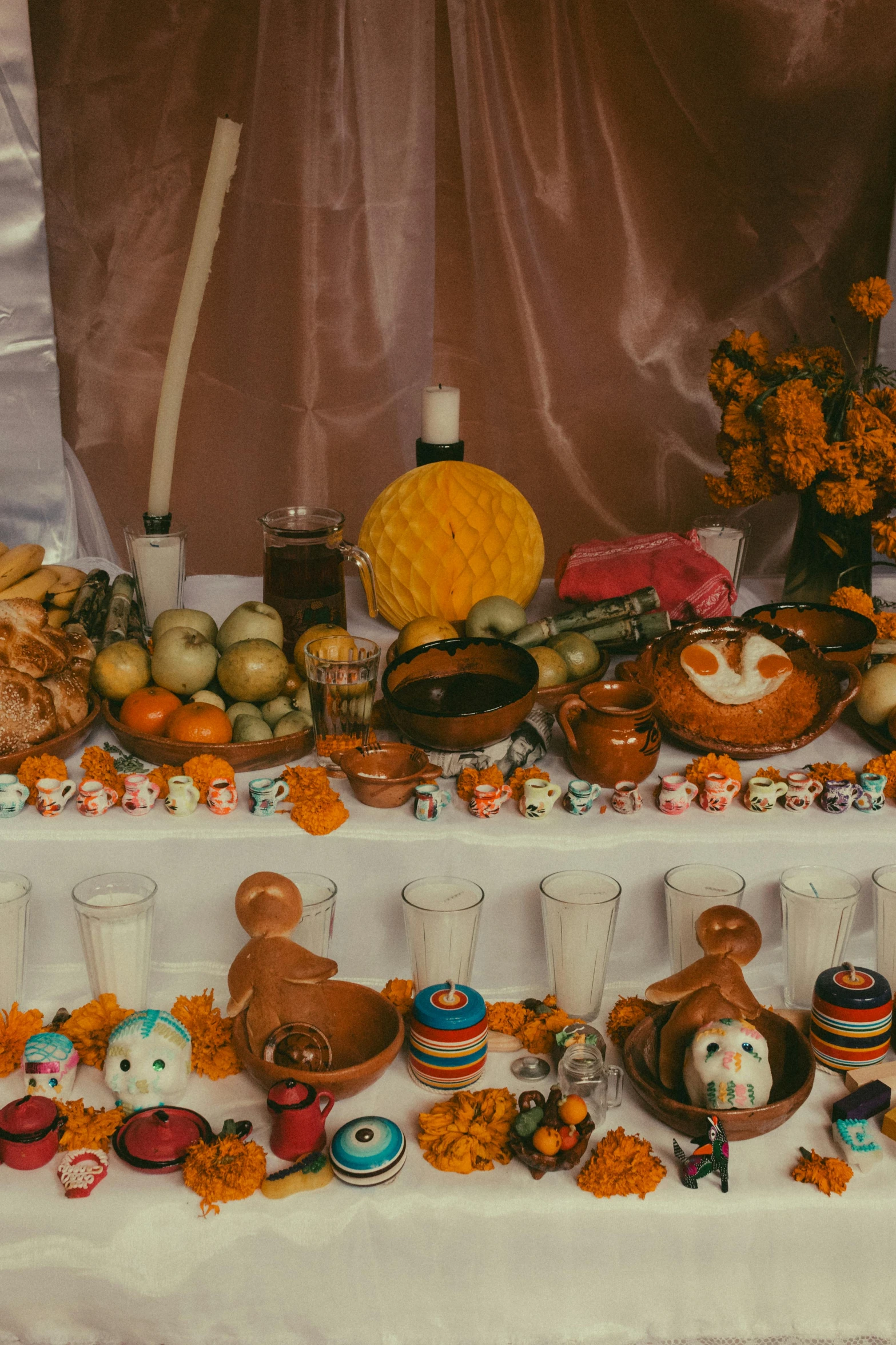 thanksgiving decorations on a table on which is an assortment of turkeys