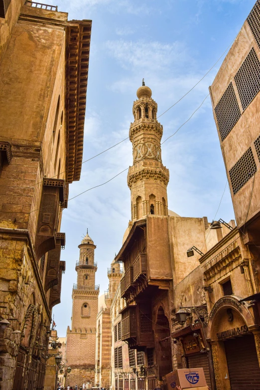 an old building with a tower on one side