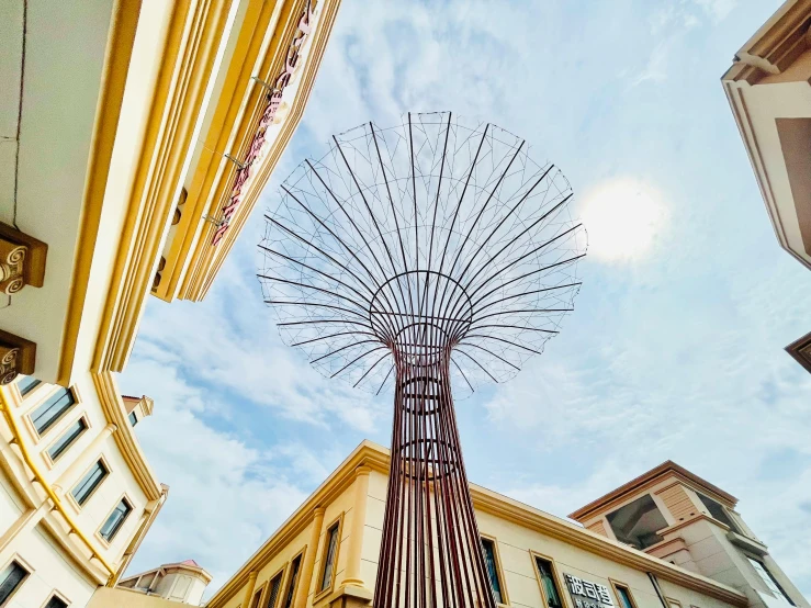 the view from underneath the statue of a sunflower