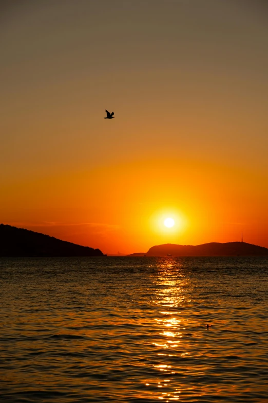 a beautiful sunset taken from a large body of water