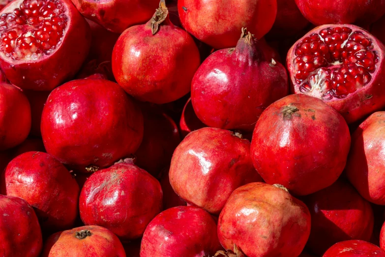 a pile of pomegranate is shown from above