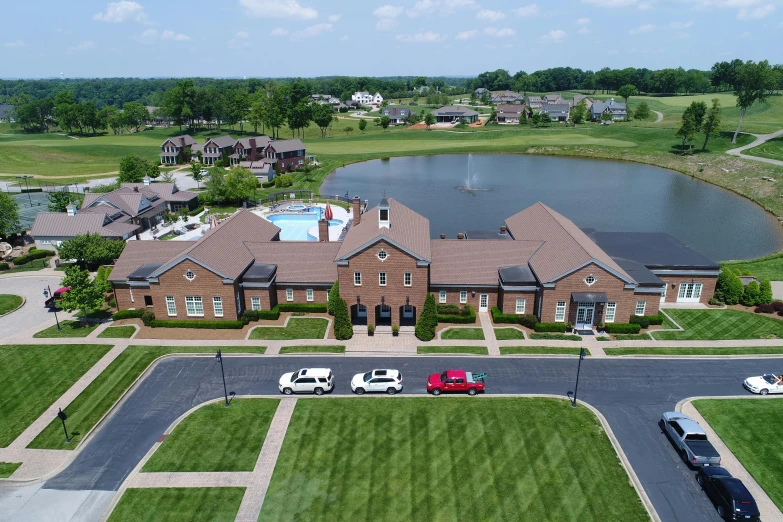 a huge house with a swimming pool inside it