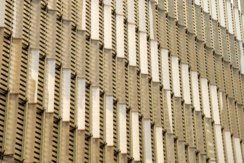 windows and shutters of a building all connected by bars