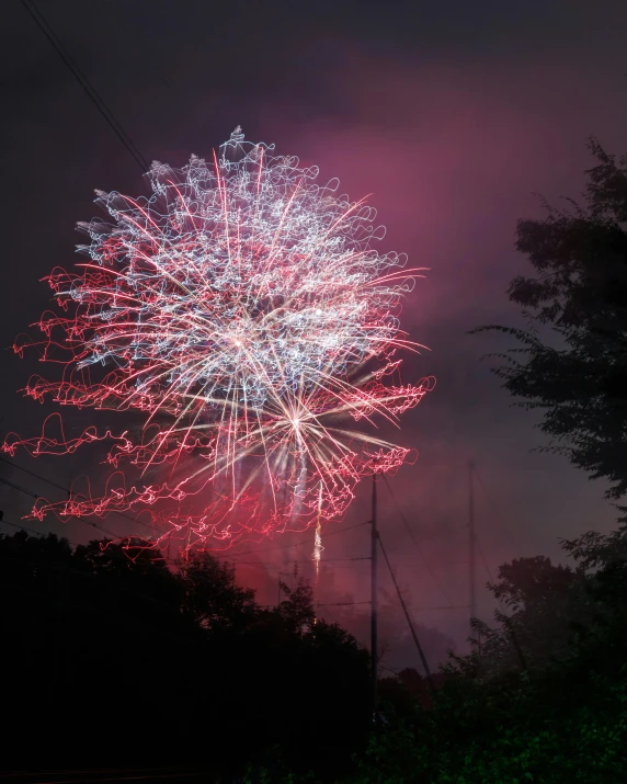 fireworks over the city at night time