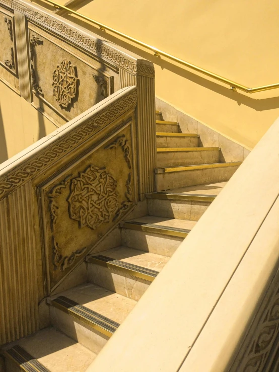 there is an up close image of a staircase