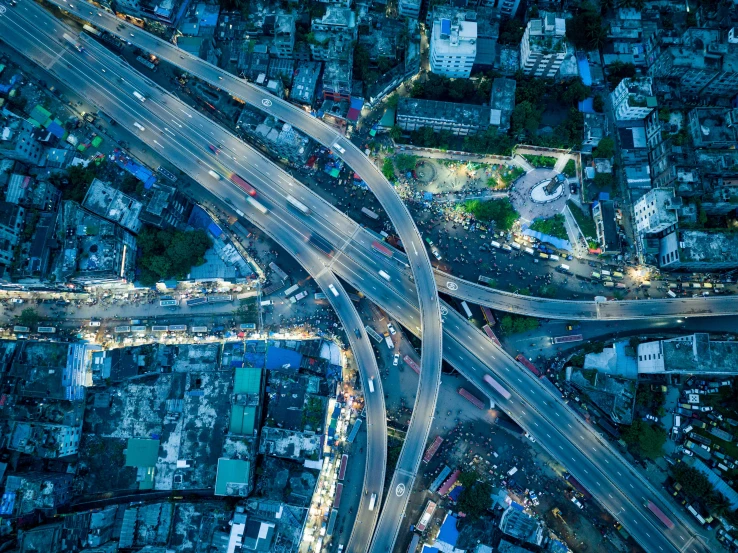 an aerial view of the roads in this aerial po