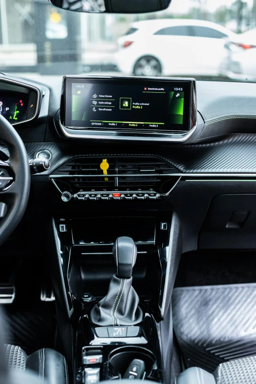 the control panel in the front passenger area of a vehicle