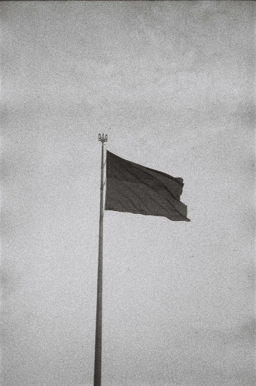 a black and white image of a large flag