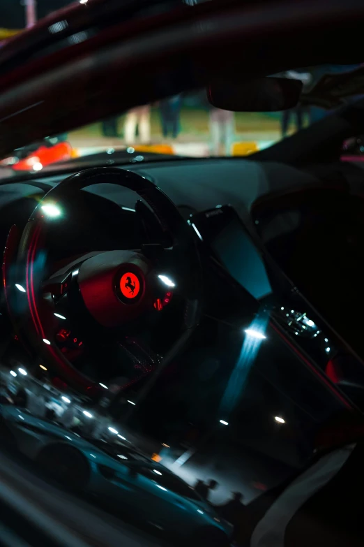 car with illuminated interior dashboard sitting parked