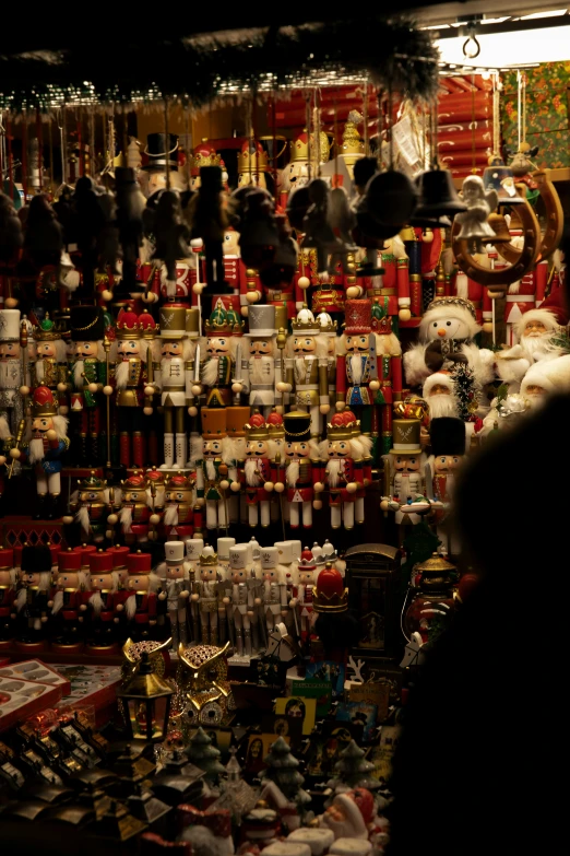 a market that is decorated with lots of things