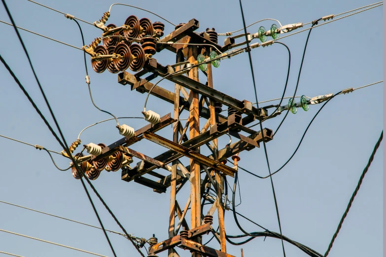 an overhead view of wires, and power lines