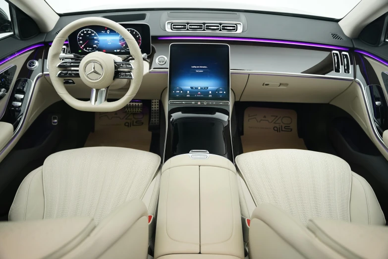 the interior of a vehicle with an electronic gadget and various devices