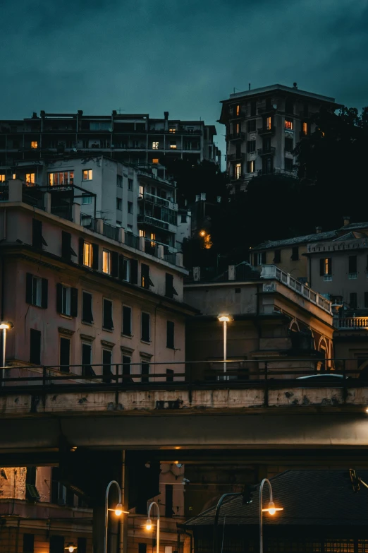 the nighttime sky over the city lights and street lights