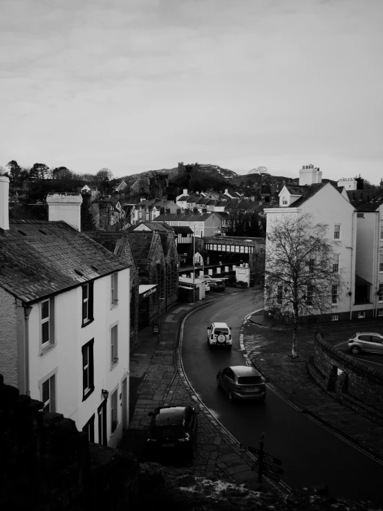 a black and white po of an old town