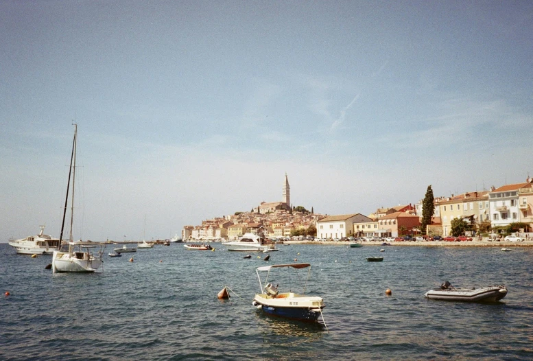 there is a harbor filled with small boats