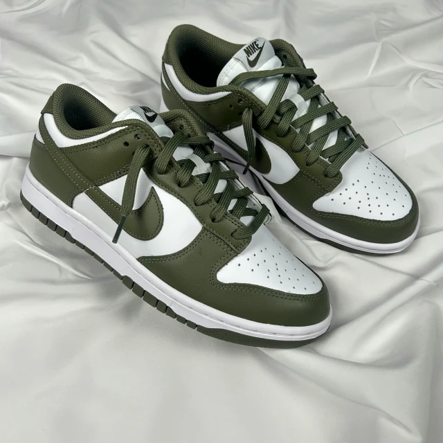 nike dunk dunk low olive white sneakers