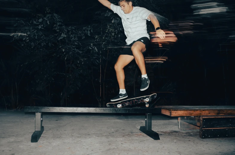 a skateboarder in the air after a jump