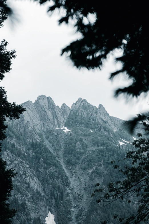 a couple of large mountains on a cloudy day