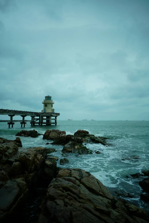 a large lighthouse that is sitting on the top of rocks