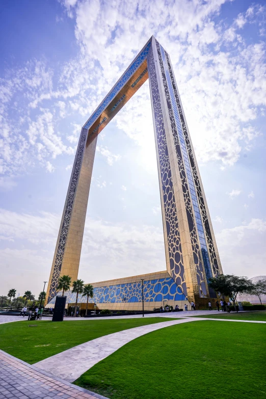 an arch in front of some kind of building