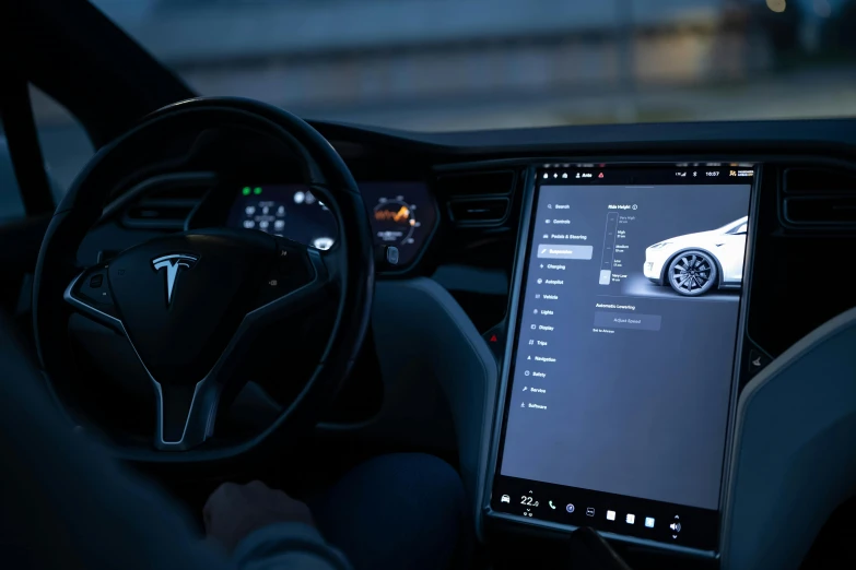 dashboard of electric car with connected devices