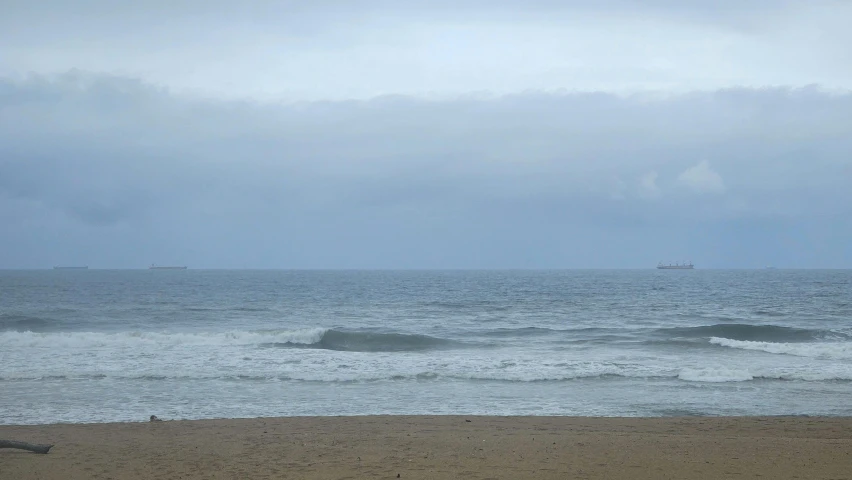 a bird standing on the sand in front of water