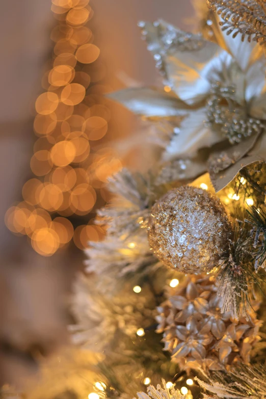 close up of a christmas tree with a very pretty holiday decoration