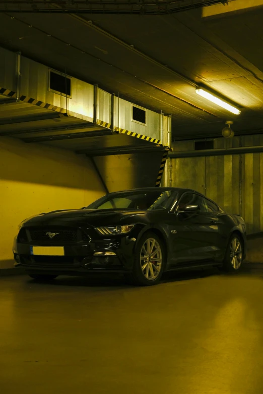 an suv is parked in the parking garage