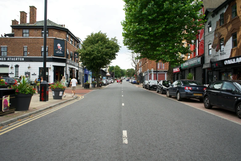 a quiet town street in the middle of town