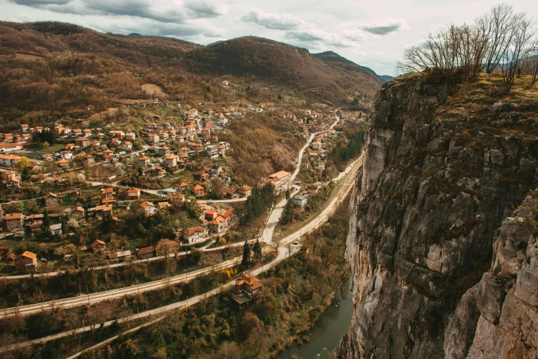 view of city from high cliff above the village