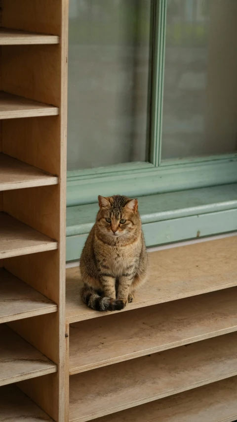 a cat sits in the open doorway of a house