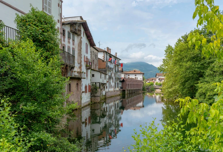 a canal that is running under a building