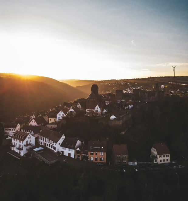 some houses on the top of a hill