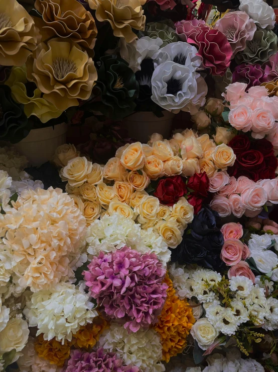 the flowers are laying on the ground by the wall