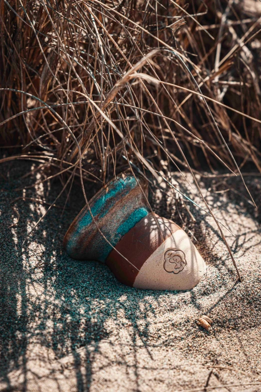 this is an image of a small rock with some vegetation