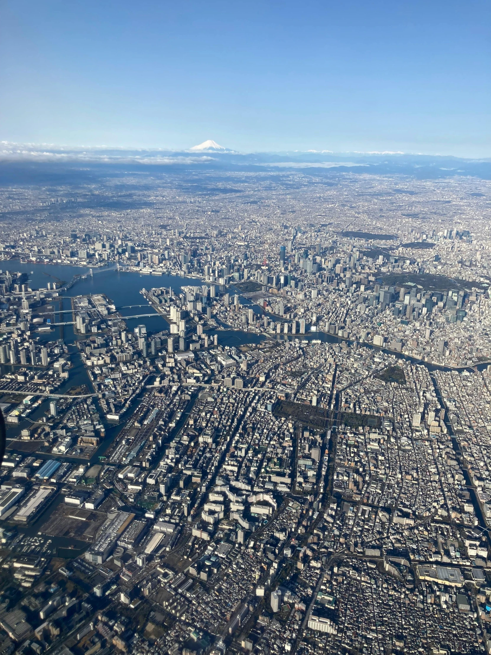 the city from above looking down on the water