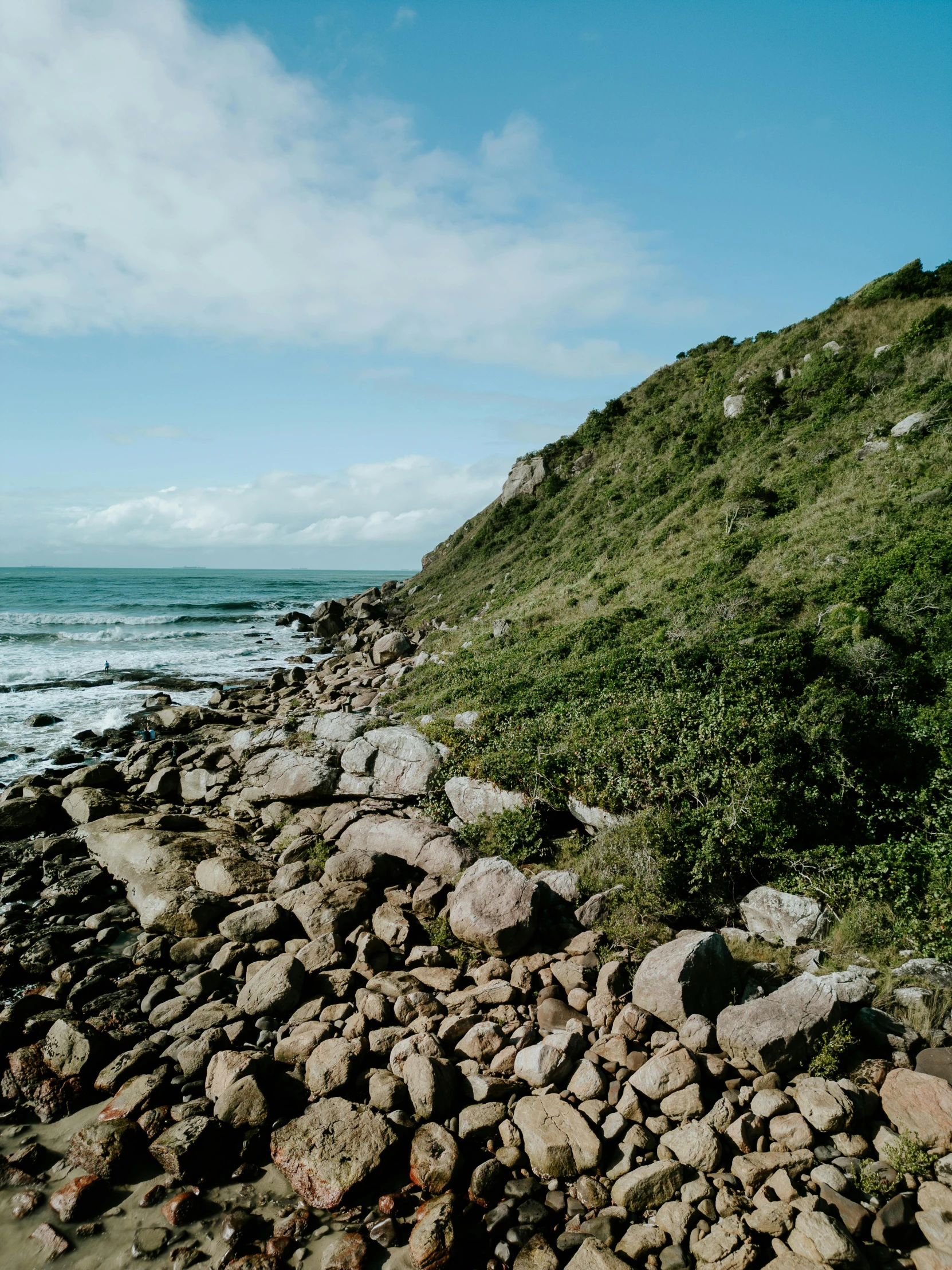 a view from an above looking of some rocks and water