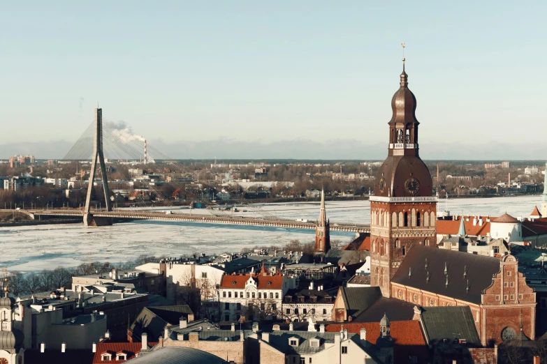 large, ornate building stands on an aerial view of the city