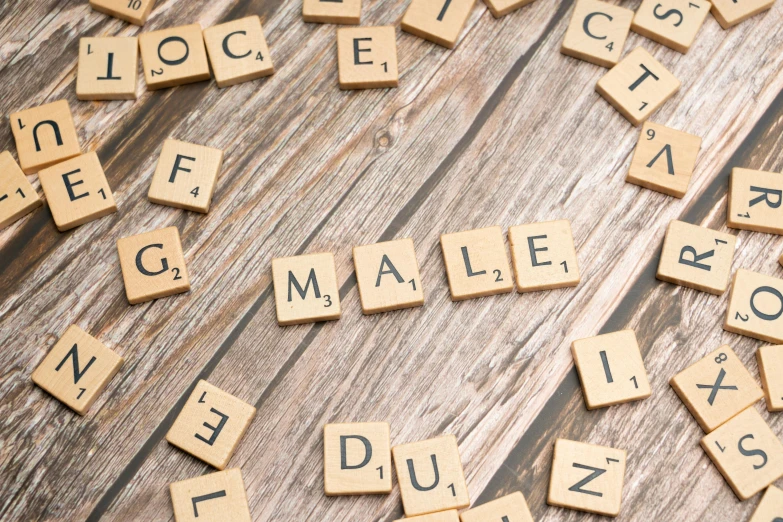 word made with wooden tiles spelling male - dux - dix